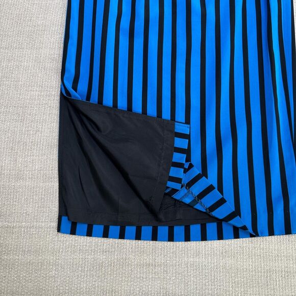 Retro 1980s Vintage Liz Claiborne Blue + Black Striped Pencil Skirt Size Small - Picture 4 of 6